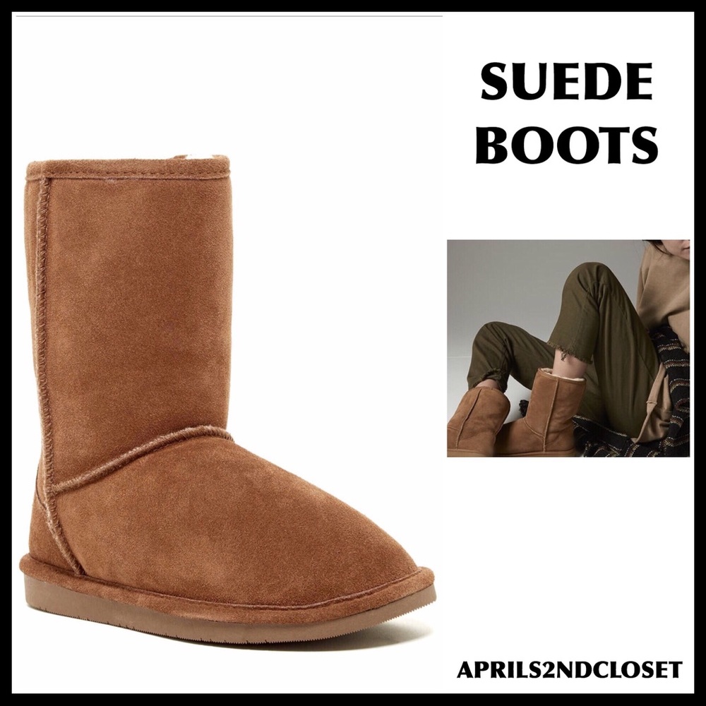 GENUINE SUEDE SHEARLING LINED SHORT BOOTS A2C - Picture 1 of 8